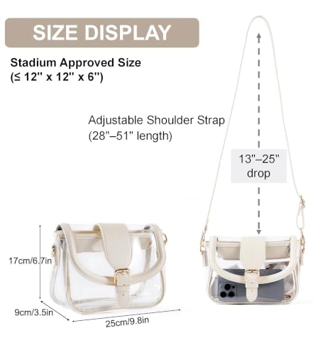 Image of Clear Bag for Stadium Events, Stadium Approved Clear Crossbody Bag for women,Waterproof Saddle bag for Concert