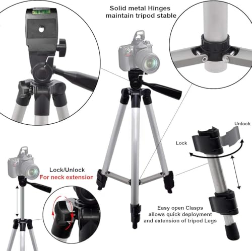KLIOMAX Lightweight Portable Camera Tripod Stand with Carrying Bag for Sony, Nikon, Canon, Olympus, Pentax, Panasonic, Samsung Cameras and Camcorders (50