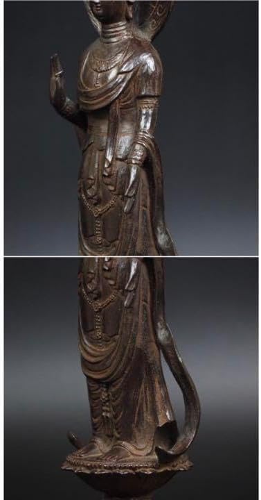 送料無料 秀峰作 鋳銅製聖観世音菩薩像 高さ38cm 優品 送料無料 秀峰