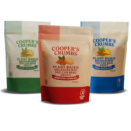 Cooper's Crumbs All Natural Gluten Free Low Carb Bread Crumb Alternative, High Protein, Vegan, Certified Kosher, Paleo, Keto, Made in USA, 3-Pack