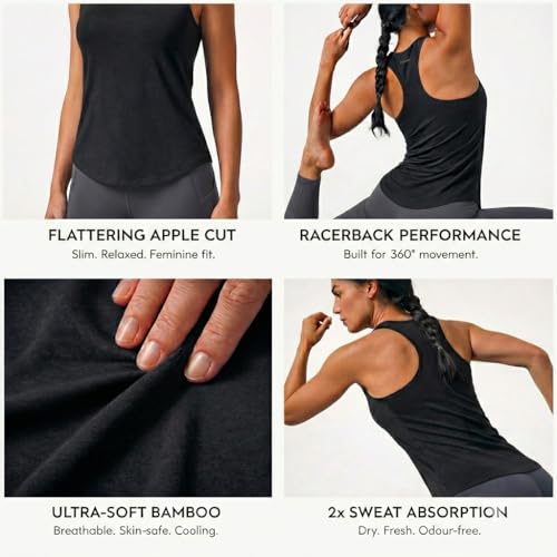 Image of HEELIUM Bamboo Women's Tank Top | Ultrasoft 3X Softer Than Cotton | Anti-Odour Sleeveless Activewear for Gym, Yoga & Running