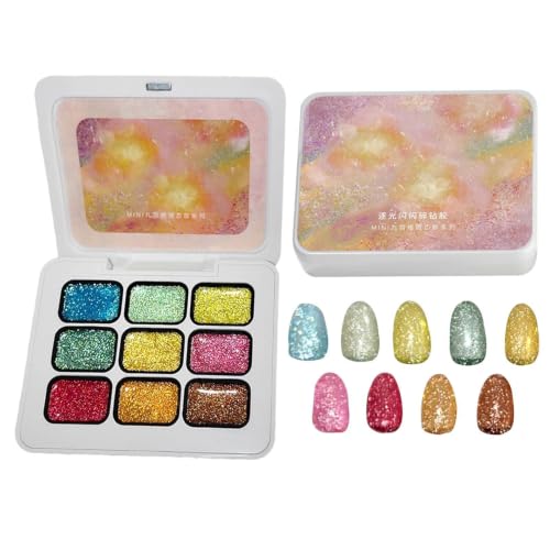 Gel patting de uñas con purpurina brillante set de 9 colores para manicura