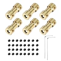 QUARKZMAN 6 Stück 4mm auf 4mm Messing Wellenkupplung Verbindungsstück mit Schrauben und Sechskantschlüssel Flexibler Motorwellenkupplung für Autoreifenwellenmotor