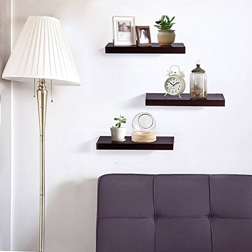 image for AHDECOR Floating Wall Mounted Shelves, Set of 3 Display Ledge Shelves 