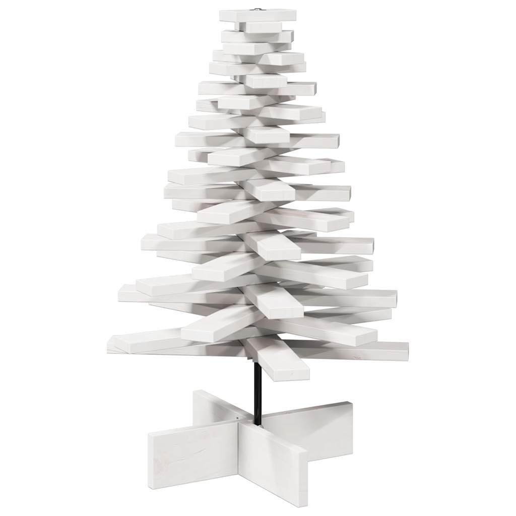 Albero di Natale in legno massello di pino, bianco, 52 x 52 x 80 cm