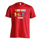 [アートワークスコウベ] ラグビー Tシャツ 半袖 練習着 ドライ I LOVE TACKLE ユニセックス XXXL レッド