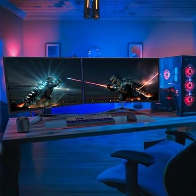 Kado Dual Gaming Monitor Setup - 2-Pack 24 180Hz 1ms Curved 1500R 1920x1080, AMD FreeSync Premium, Panoramic Gaming Multi-View Split Screen Streaming, VESA Mount HDMI DisplayPort Built-in Speakers