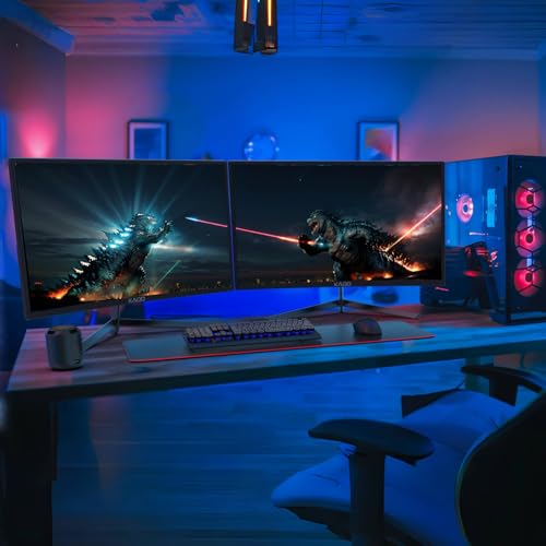 Image of Kado Dual 2-Pack 24 inch Curved 1500R 180Hz 1ms 1920x1080 Gaming Office Monitor | AMD FreeSync Premium DisplayPort HDMI, Panoramic Gaming Multi-View Split Screen Streaming, VESA Mount Built-in Speakers