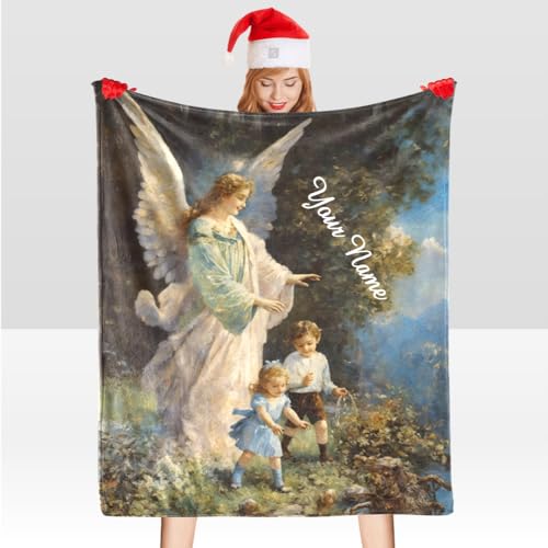 Cuxweot Custom Blanket With Name Text,Personalized Vintage Easter Angel Super Soft Fleece Throw Blanket For Couch Sofa Bed  thumb #4