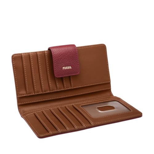 Image of Fossil Women's Logan Leather Wallet RFID Blocking Tab Clutch