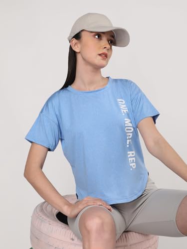 CHKOKKO Women Round Neck Dry Regular Fit Gym Sports Printed T-Shirt - Image 6