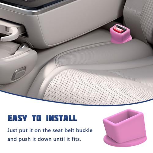 Image of Bittwee Seat Belt Buckle Holder Car Seatbelt Fixer, Pink | Silicone construction, soft contact feel, anti-slip surface, easy daily access, auto accessories