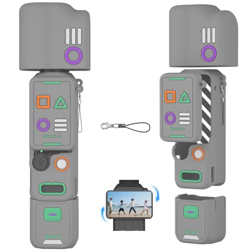 OSMO POCKET 4 �ی�J�o�[ �Z�b�g DJI Osmo Pocket 4 Creator Combo �p �V���R���P�[�X �S���ʂ���ی� �h�o �h�����݌v ���s��ۊǂɍœK (Gray)