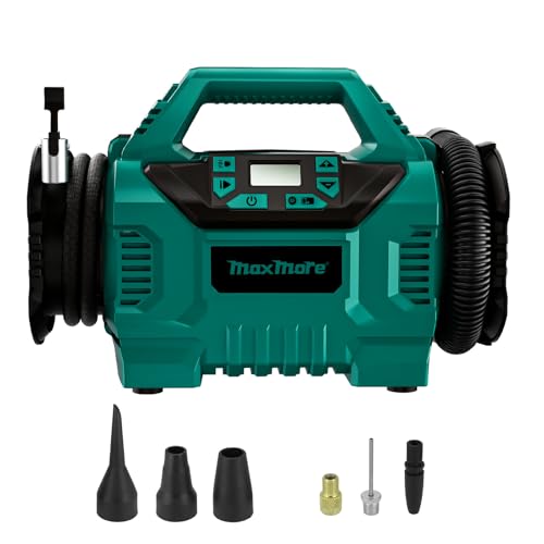 Cordless Tire Inflator Compatible with Makita 18V Battery, 160 PSI Portable High Pressure Air Compressor with 1 X 18V 2.0Ah Battery & Fast-Charging Charger, Digital Gauge, Auto Shut Off, LED Light