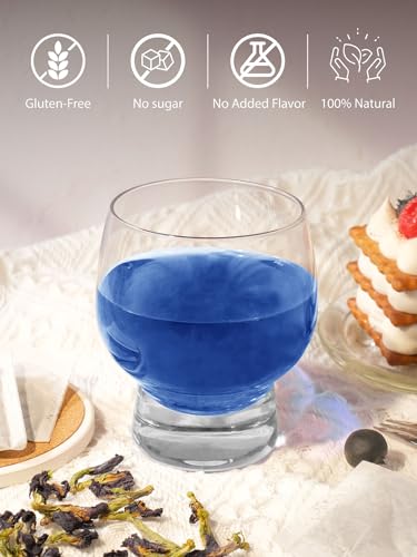 Image of TeeLux Butterfly Pea Flower Tea Bags, Premium Dried Butterfly Pea Flower for Blue & Purple Drinks and Food Coloring, 100 Count