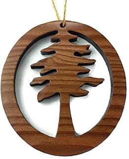 Wood Christmas Ornament Redwood Tree Oval Handmade Made in USA California Worlds Tallest Trees