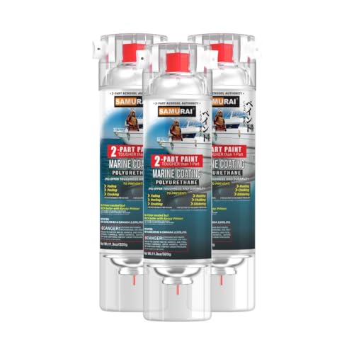 SAMURAI Spray Paint for Marine 2-Part Polyurethane marine Spray Paint (WHITE Pack of 3 Cans)