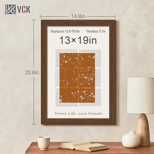 Image of VCK 13x19 Frames 3 Pack, Brown Poster Frame MDF Wood with Polished Plexiglass, Wall Mounting Horizontal & Vertical Display