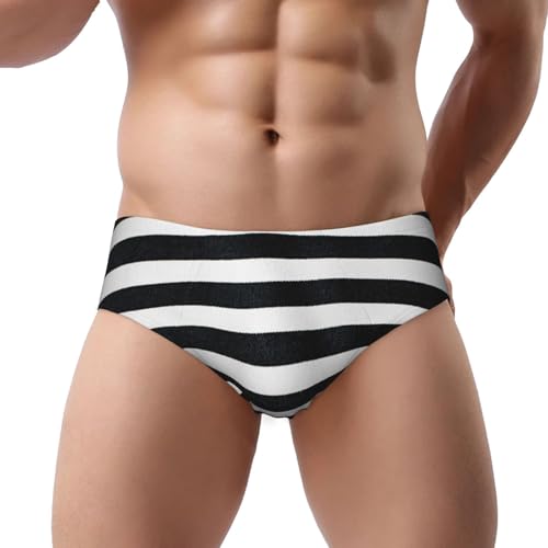 Black And White Stripes Mens Underwear Briefs - Soft Breathable Stretch Comfort Mens Bikini Underwear