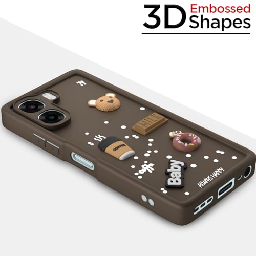 Image of Outlouders Back Cover for Oppo A6X 5G | 3D Cartoon Bear Cute Fun Silicone Full Body Protection Bumper Case (Brown)