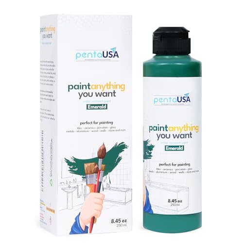 PENTAUSA All in One Paint - Emerald Waterproof Paint for Bathroom, Tub, Tile, Sink, Kitchen Cabinets, Countertops, Wet Surface, 8.45oz