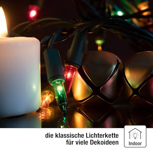 hellum Lichterkette innen mit Stecker, Mini Lichterkette 35 bunte Pisellokerzen, beleuchtete Länge 5,10 m, grünes Kabel, für Weihnachten… – Ansicht 7