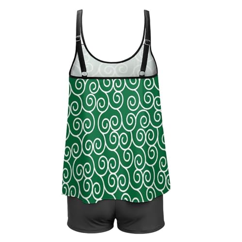 Tankini para mujer con pantalones cortos traje de baño de dos piezas estampado arabesco 7