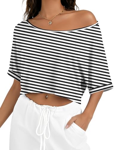 Kistore Off The Shoulder Tops for Women Going Out Short Sleeve Cr...