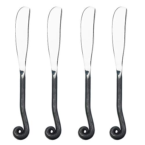 Gourmet Settings - 4-Piece Spreader Knife Set - Treble Clef Collection - Polished/Matte Stainless Steel Spreaders - Cheese and Butter Spreading Knives (34-108)