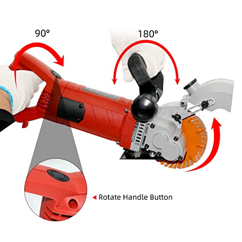 Tiekjot Electric Wall Groove Cutting Machine Wall Chaser Concrete Cutter 110 V 4800 W For Brick Grooving Slotting Power Masonry Saw With 5 Pcs 5 Inch Saw Blades Infrared Sighting And Dustproof thumb #2