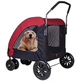 Dog Pram Dog Pushchair,Large pet Stroller with mesh Windows and rain Cover,Dog Stroller with 360° Universal Front Wheels and Brake Rear Wheels,pet pram for Medium Large Dog up to 70kg,Foldin