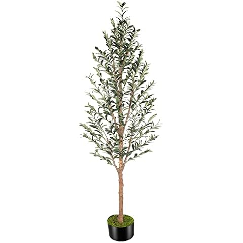 OXLLXO 7ft Artificial Olive Tree (82in) Tall Fake Potted Olive Silk Tree with Planter Large Faux Olive Branches and Fruits Artificial Tree for Office Living Room Home Floor Decor (Indoor/Outdoor) Cover