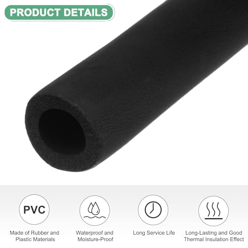 M METERXITY Rohrisolierschaumrohr, 1(25mm) ID x 6Ft Rohrabdeckung Wickelrolle, Hohlrohrabdeckung für AC-Einheit/Trainingsgerätegriff/Dachgepäckträger [Schwarz]