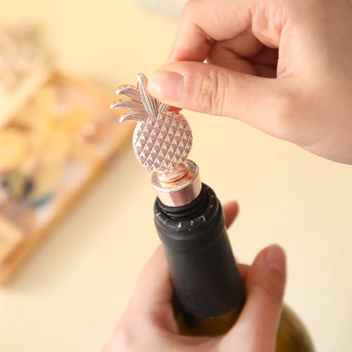 12Pcs Pineapple Wine Stoppers Pineapple Themed Wine Cork Plug Champagne Saver for Wedding Favor for Guests Birthday Beach Themed Party Souvenirs Gift Supplies(12,Pineapple Stopper)