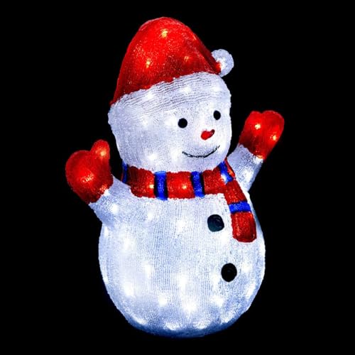 Feeric Lights et Christmas - Bonhomme de Neige Lumineux extérieur h48cm 90 LED à Panneau Solaire