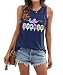 Hello Summer Vacation Tank Tops for Women Funny Letter Print Graphic Sleeveless Tshirts Casual Soft Cotton Outdoor Travel Shirts, Dark Blue Small