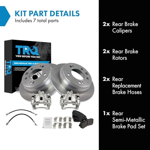 Image of TRQ Rear Brake Pad and Rotor Set Semi Metallic Calipers Compatible with 2010-2015 Hyundai Tucson 2011-2016 Kia Sportage