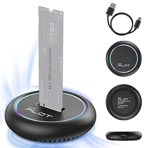 Image of M.2 NVMe & SATA to USB C Docking Station, M.2 SSD to USB A C Reader Adapter for Both M Key & B+M Key NVMe PCIE and SATA NGFF SSD Dock, Size for 22110 2280 2260 2242 2230 RGB Light Enclosure