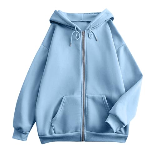 OIOLOYJM Zipper Hoodies for Women Long Sleeve Oversized Sweatshirts Y2k Drawstring Soft Jacket 2025 Fall Fashion with Pockets