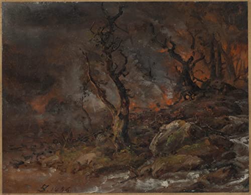 Affiche Arts Feu de forêt Johan Christian Dahl pour Décoration Murale Salon