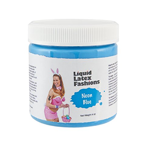 Liquid Latex Fashions- Neon Blue Flexible Halloween Latex Ammonia Free Full Body Face Paint for Adults and Kids, Ideal for Art, Parties and Cosplay- 4 Oz
