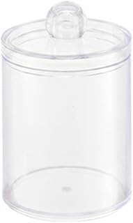 Vanity and Desk Organizer, Clear Plastic Storage Box with Lid for Cosmetics and Office Supplies, Compact Vertical Design, 2.8 x 2.8 x 4.3 Inches