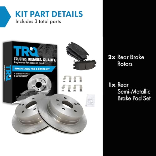 Image of TRQ Rear Brake Pad and Rotor Set Semi Metallic Vented Rotors
