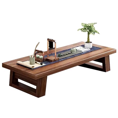 Table basse japonaise vintage bois massif rectangulaire décoration thé salon