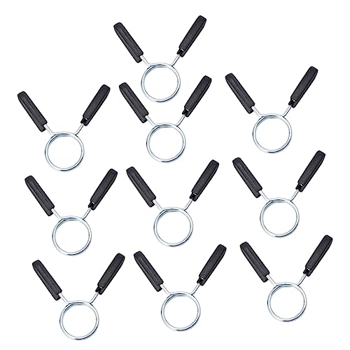 KOMBIUDA 10pcs Barbell Spring Clip Collars for Weightlifting Powerlifting and Cross Fit Spring Clamp to Prevent Slipping Equipment Black