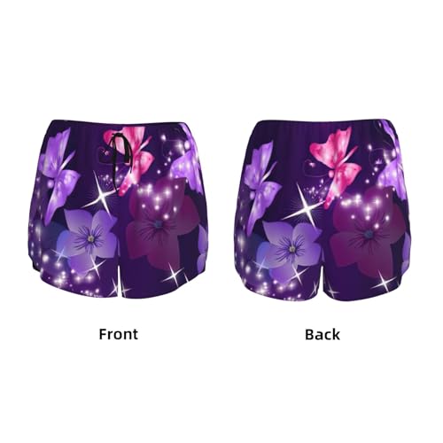 Short de yoga haut de gamme double couche à imprimé papillon