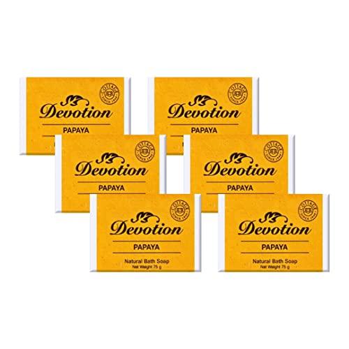 Image of Devotion | PAPAYA Natural Bath Soap | Pack of 6 | 75g | Moisturizing & Nourishing | Gentle Cleansing