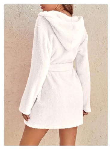 Bata con capucha mujer pijama forro polar cinturón ropa de casa otoño invierno 2