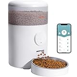 WOPET Automatic Cat Feeder, WiFi Cat Feeder with APP Control for Cats and Dogs, 4L Dog Feeder with Stainless Steel Bowl, 15 Meals Per Day, Up to 10s Meal Call for Pets (White)