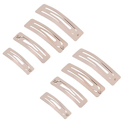 UTENEW 80 Snap Hair Clips Metal Silver Snap Barrette Clips, Strong Girls/Women Snap Clip Hair Accessories, Holding Bangs Back, Rectangle